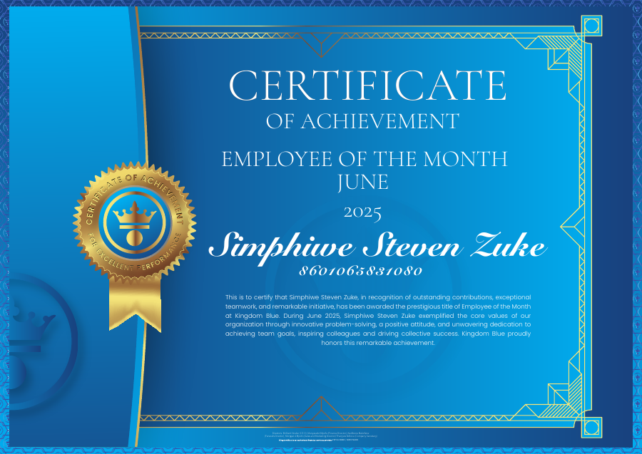Employee of the Month certificate cover